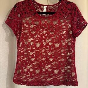 PerSeption Concept Red Lace Blouse